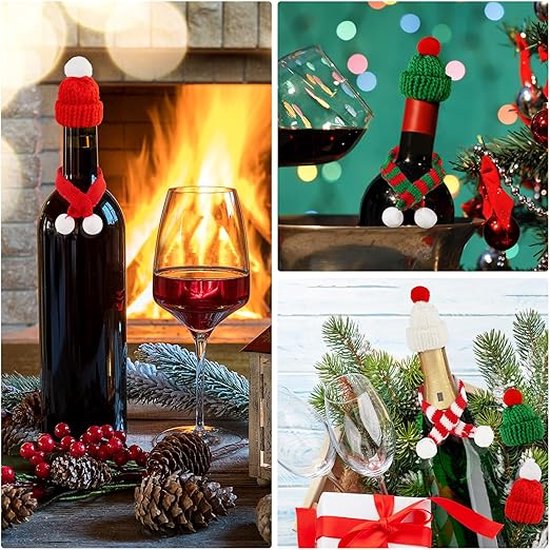 Kerstmutsen voor flessen 3 stuks