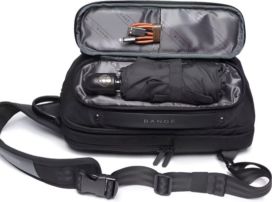 E-Shop4u® - Sac à bandoulière décontracté pour homme - Tissu Oxford - Port de chargement USB - Poche antivol - Zwart