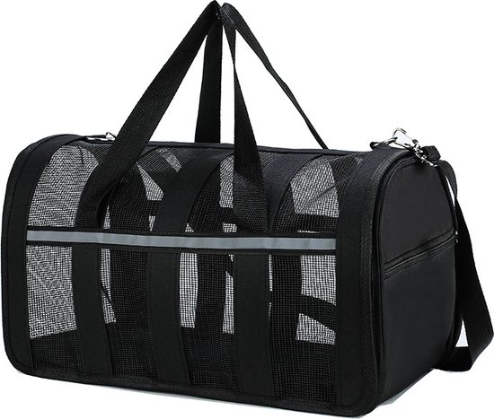 Ohpets® Draagbare Huisdieren Reistas - Zwart - Comfortabel, Ademend & Opvouwbaar - Geschikt voor Honden & Katten| 42x28x35 cm, 580g