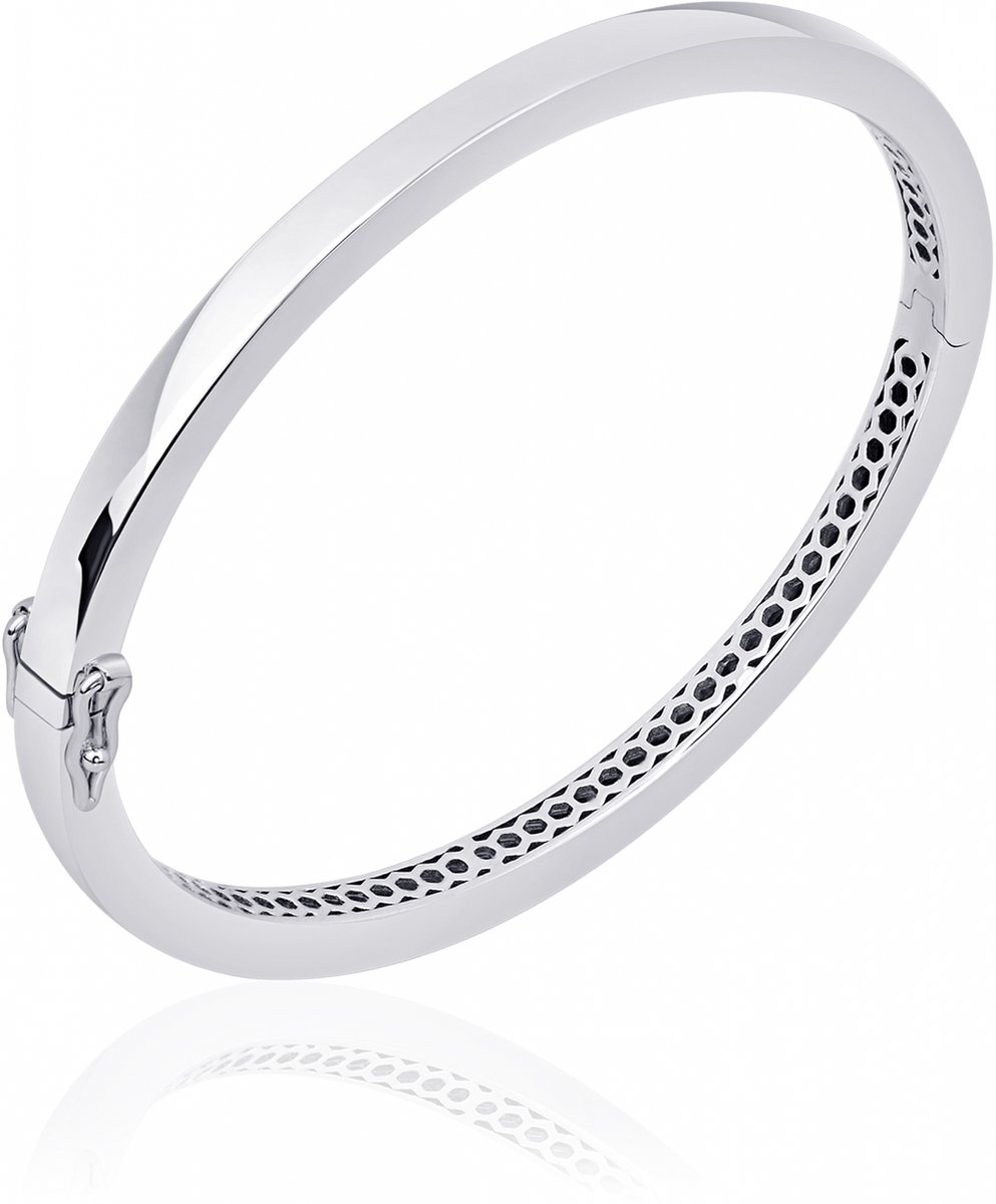 Gisser Jewels - Armband - Bangle Vlak Gepolijst - 4mm Breed - Maat 60 - Gerhodineerd Zilver 925 - SBB4-60 - Sieraad - Dames - 925 Zilver