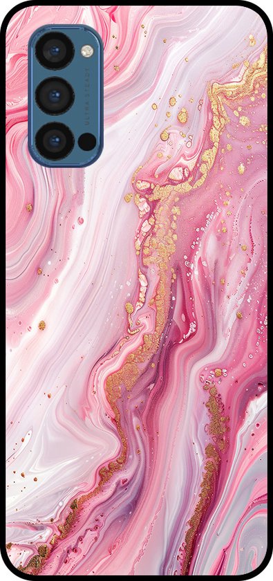 Smartphonica Coque de téléphone adaptée pour Oppo Reno4 Pro 5G avec impression marbrée - Coque arrière en TPU design marbre - Rose / Coque arrière adaptée pour Oppo Reno4 Pro 5G