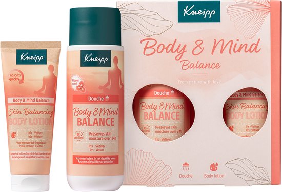 Kneipp Body & Mind Balance Moments Geschenkset - Cadeau - Giftset - Iris en Vetiver - Bloemige geur - Vegan - Inhoud: Douchegel 200 ml + Body lotion 75 ml