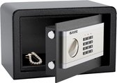 Auronic Elektronische Kluis - Cijferslot - Sleutel - Muurbevestiging - 4,3cm Deur - 130dB Alarm - 8L - 31x20x20cm - 4,5KG - Staal - Zwart