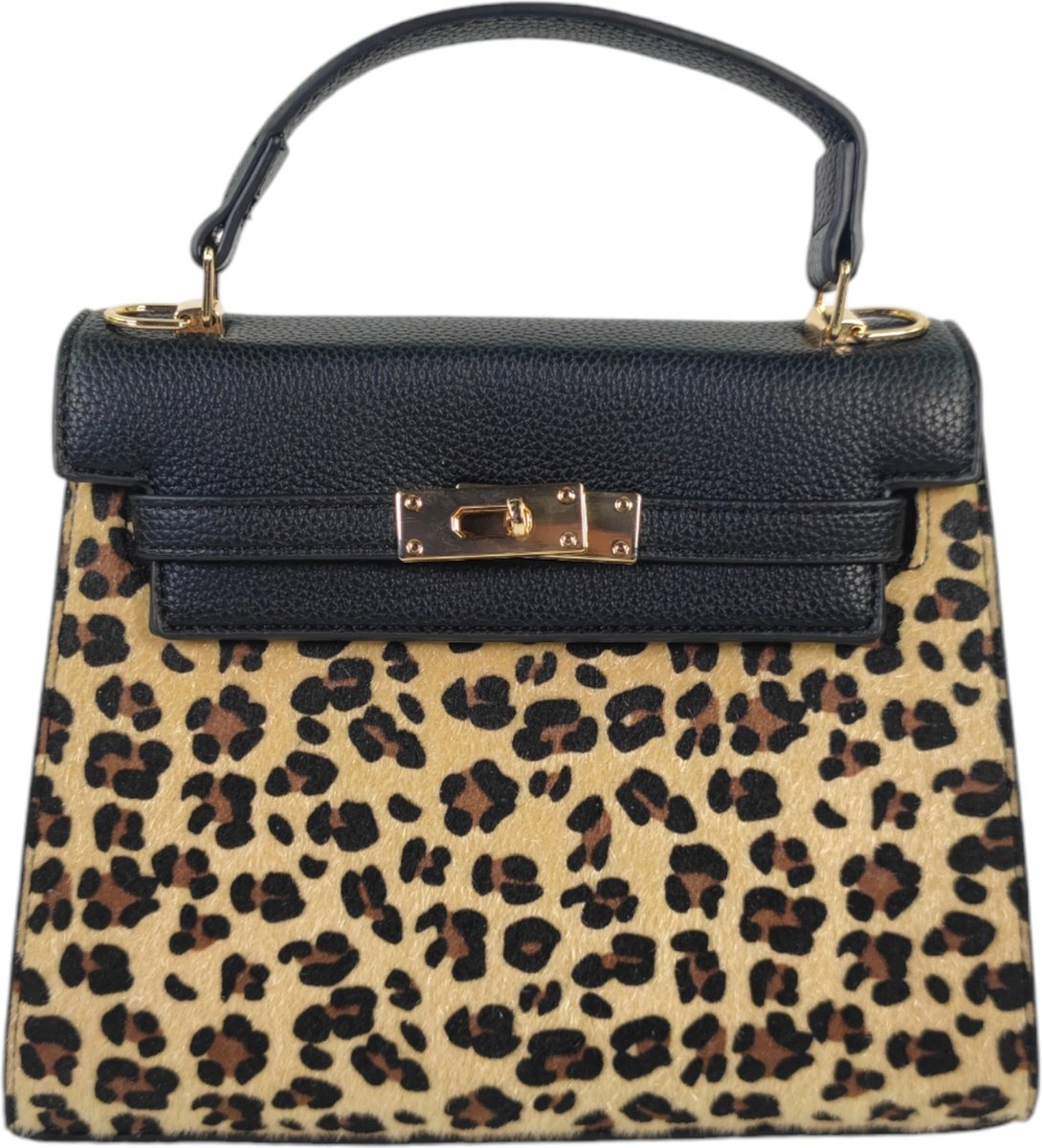 Dudlin - handtas - luipaardprint - zwart