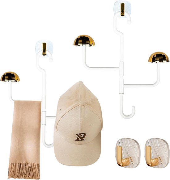 Range-casquettes Portable - 2 Pièces Avec 16 Clips - Support à Accrocher Pour Casquettes, Chapeaux, écharpes - Nylon Et Acier Inoxydable