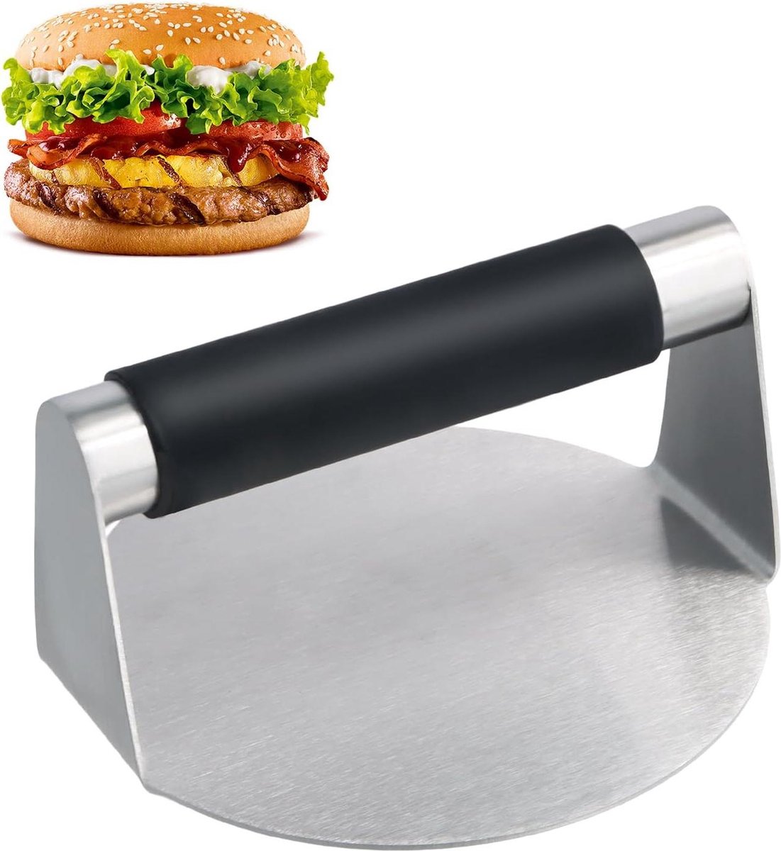 Smash Burger Press 55 inch ronde vorm koekjespers hamburger non-stick 304 roestvrij staal food grade duurzaam smasher voor gehaktballen BBQ shopnaam smash burger