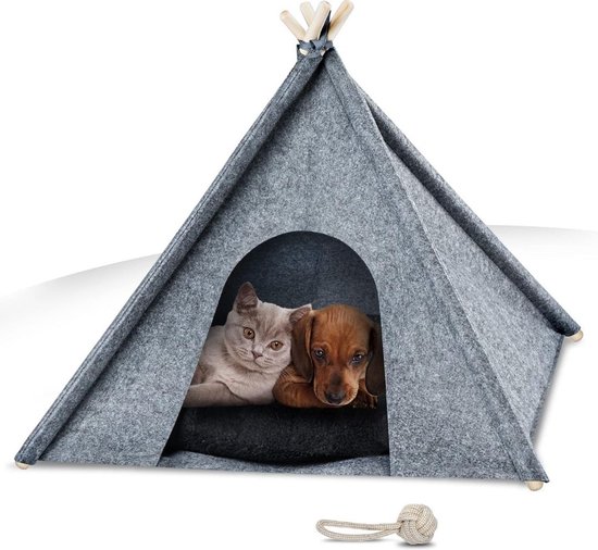 PawHut konijnenhok met ren, hok voor kleine dieren, dwerg konijnenhok