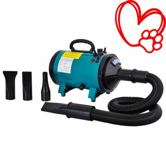Foto: Professionele hondenfohn waterblazer hond geluidsdemper 3 opzetstukken 2600 w blauw