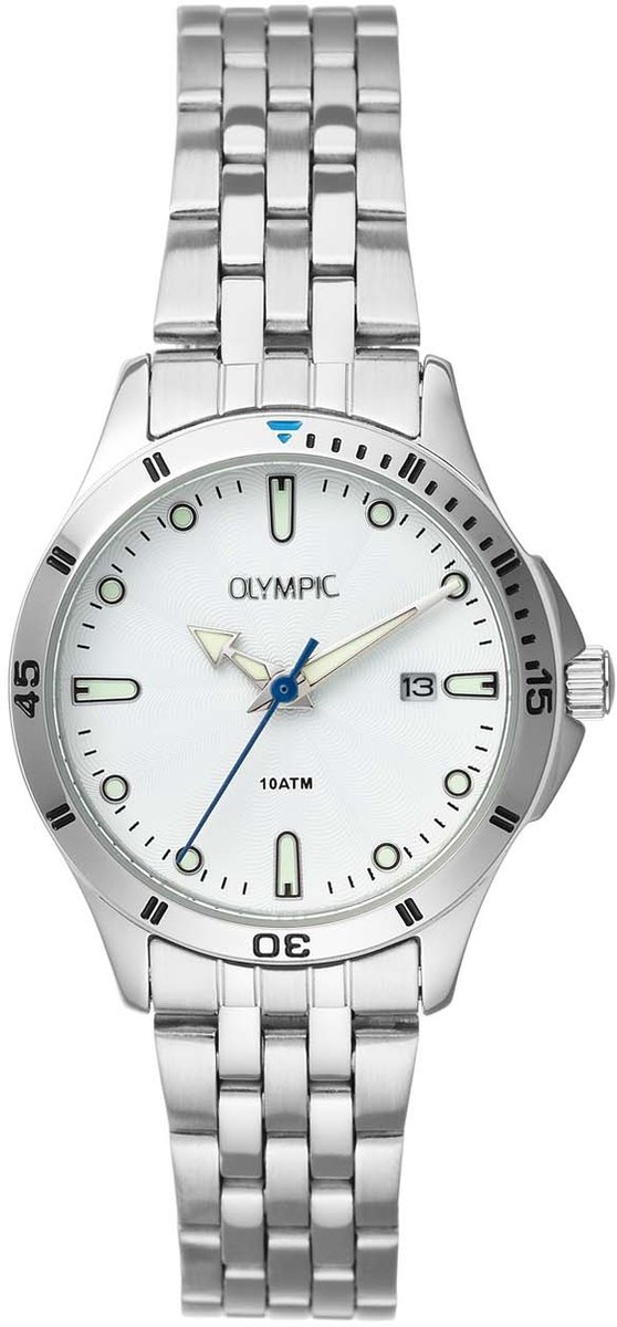 Olympic OL72DSS112 Quinn Dames Horloge - Mineraalglas - Staal - Zilverkleurig - 28 mm breed - Quartz - Vouw-Vlindersluiting - 10 ATM (zwemmen)