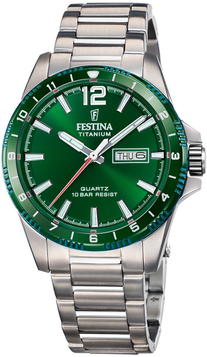 Festina F20698-3 Heren Horloge - Mineraalglas - Titanium-Staal - Zilverkleurig - Ø 43 mm - Quartz - Vouw-Vlindersluiting - 10 ATM (zwemmen)