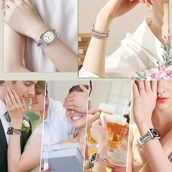 Bracelet de Perles de style Boho pour Apple Watch Band série 10 42 mm/41 mm/40 mm/38 mm – Flèche marron – Bande élastique extensible faite à la main Mode femme pour remplacement de bracelet iWatch