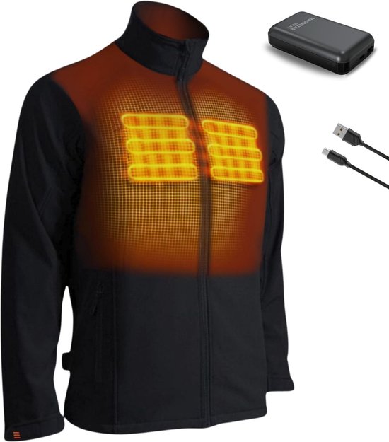Telguua Verwarmde jas voor dames, met 14400 mAh accu, elektrisch, winter, oplaadbaar, skiën, motorfiets, fietsen, wandelen, vissen, zwart