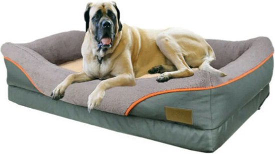 Bedsure Orthopedisch Hondenbed Ergonomische Hondenbank - 132x104 Cm Hondenbank Met Eivormig Kratschuim Voor Grote Honden, Wasbare Antislip Hondenbedden, Hazelnootbruin