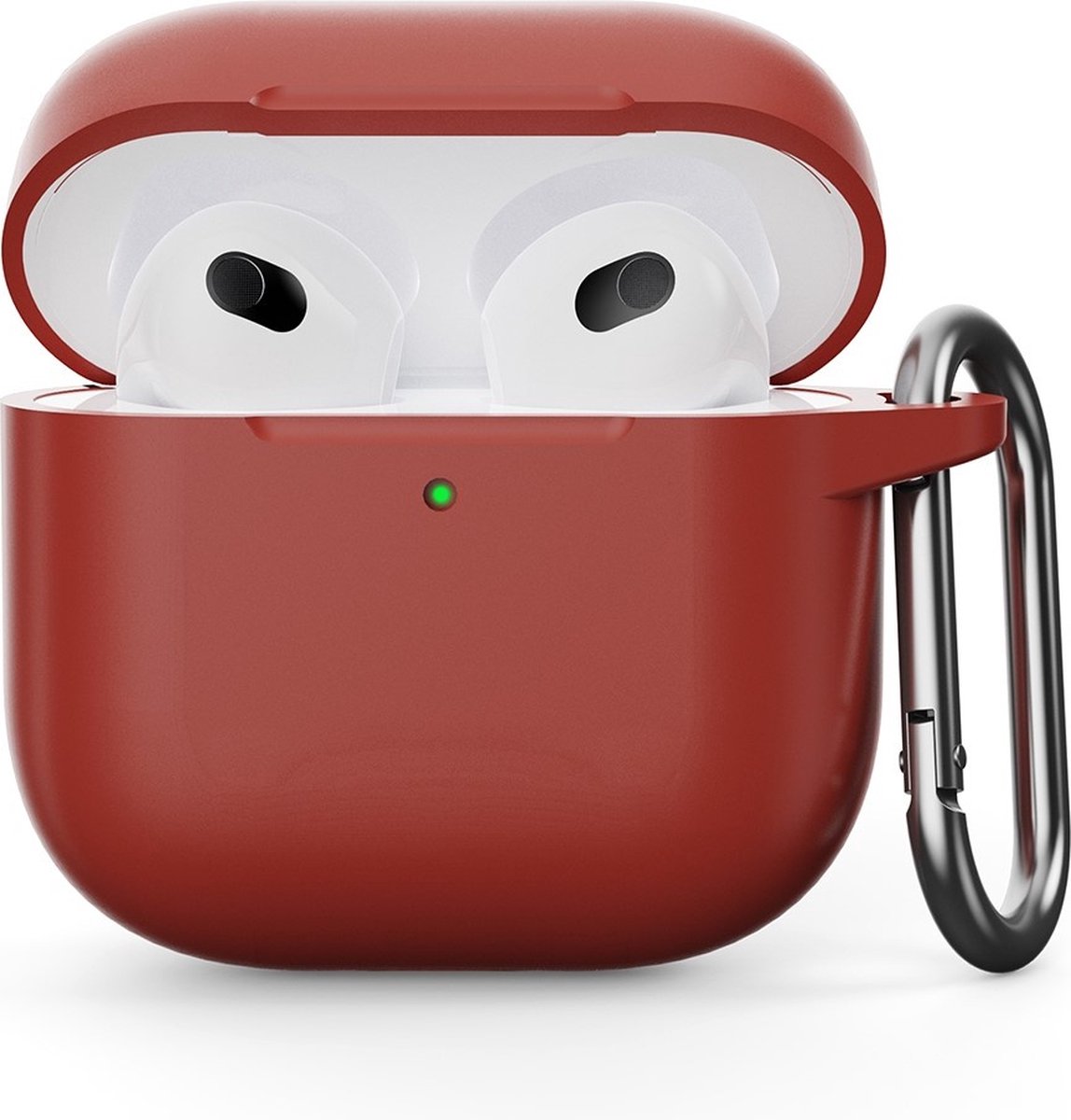 Coverup Hoesje - Geschikt voor AirPods 4 Hoesje - Coverup Siliconen AirPods Case met Sleutelhanger - Donkerrood