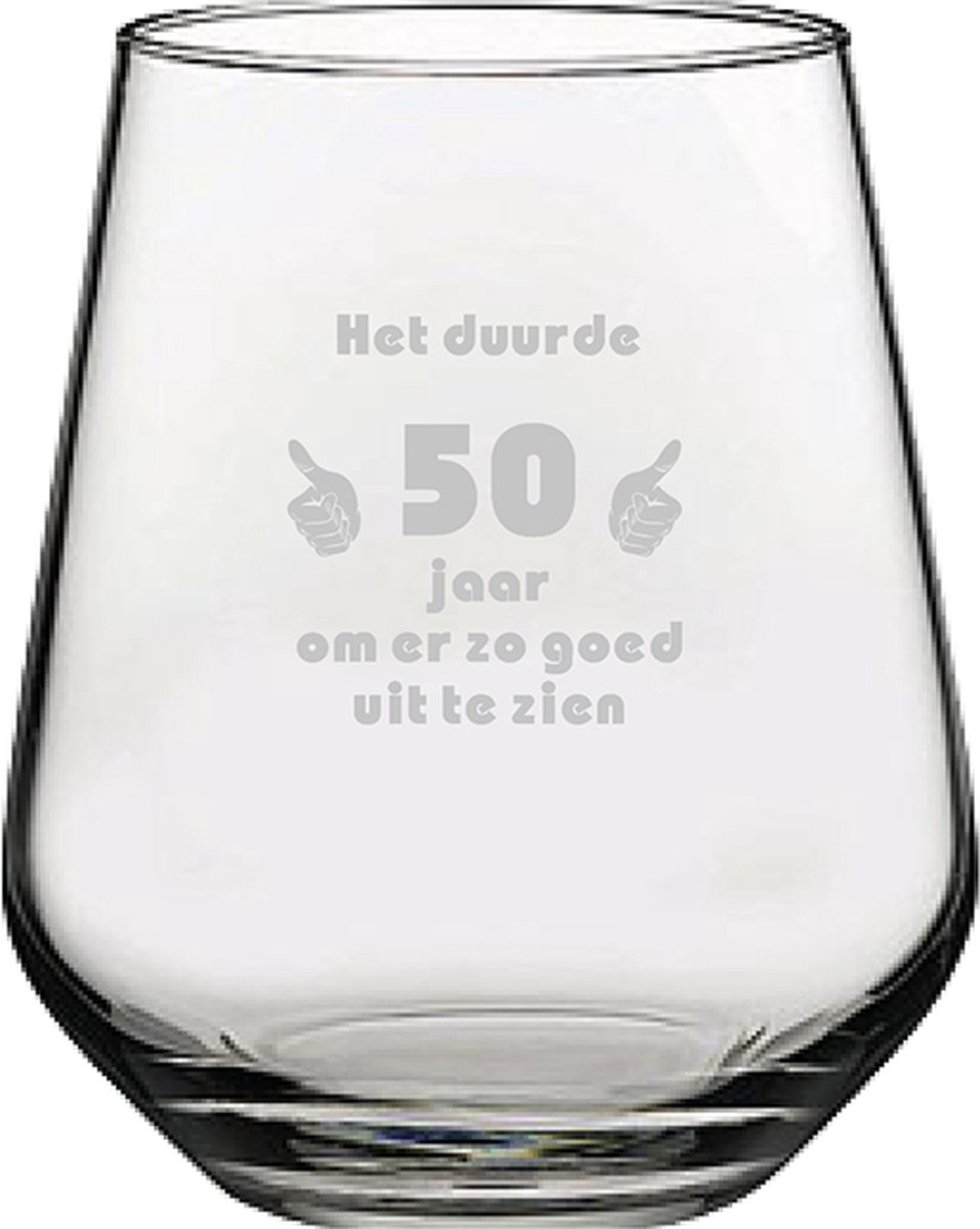 Gegraveerde Drinkglas 42,5cl Het duurde 50 jaar om er zo goed uit te zien
