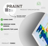 Line art koeien schilderij | Vrolijke lijnen dansen over het grazende koeienlandschap heen | Kunst - 75x75 centimeter op Forex | Foto op Forex