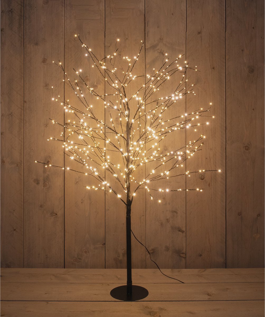 Anna's Collection Lichtboom - zwart - 120 cm - metaal - 600 leds - warm wit - kerstboom
