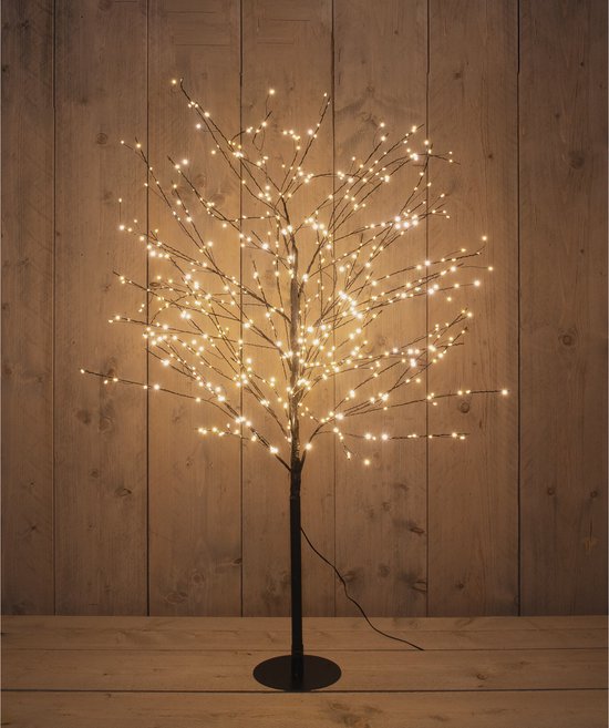 Anna's Collection Lichtboom - zwart - 120 cm - metaal - 600 leds - warm wit - kerstboom
