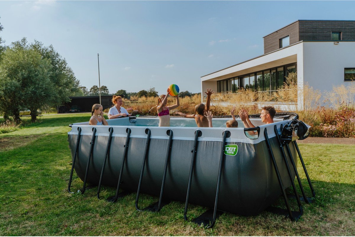 Exit Black Leather Zwembad 400x200x122cm Met Zandfilterpomp - Zwart