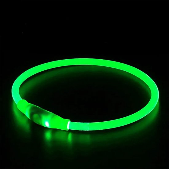 Foto: Lichtgevende led halsband hond hondenriem verlichting oplaadbaar hondenverlichting halsbanden lichtgevend one size fits all groen