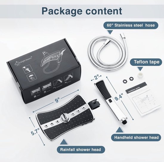 AquaDance Hoge druk 3-weg dubbele douche combo laat u genieten van twee 4- inch 6-setting douches afzonderlijk of samen! Officieel onafhankelijk getest om te voldoen aan strenge Amerikaanse kwaliteits