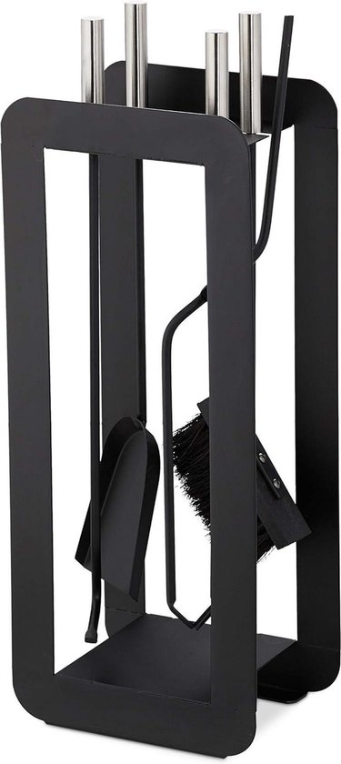 5-Piece Warwick Traditional Metal Fireplace Cutlery with Poker, Ash Scoop, Fire Tongs, Broom Made of Fire Vida