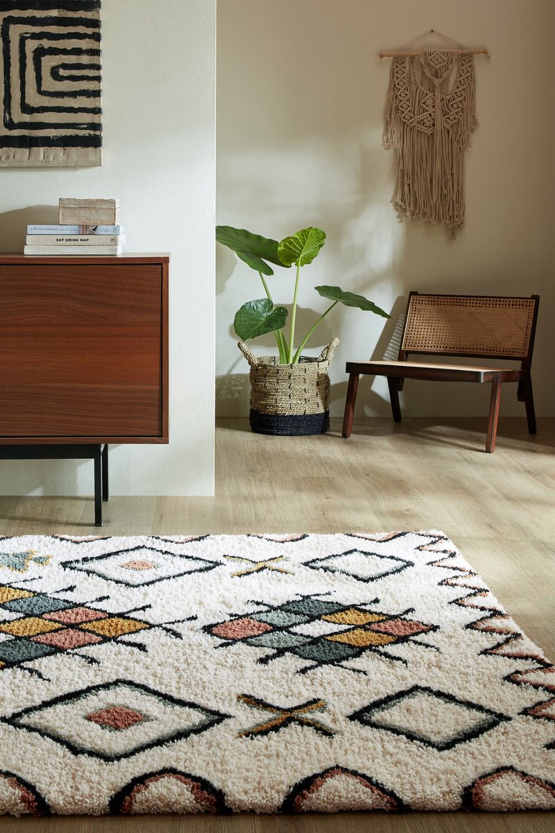 Flycarpets Hoogpolig vloerkleed - Berber Design Midar - 100% Wol - Shaggy - Multi 200 x 290 cm