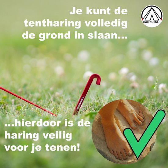 Haringboer® Tentharingen - 17cm Haak haringen - 16 stuks Grondzeil Pennen - Lichtgewicht 15 gram per stuk - Aluminium (7000-series) Haringen Tent - Zachte tot Middelharde Ondergrond - Inclusief Trekkoord en Haringzak van Haringboer® — afbeelding 3
