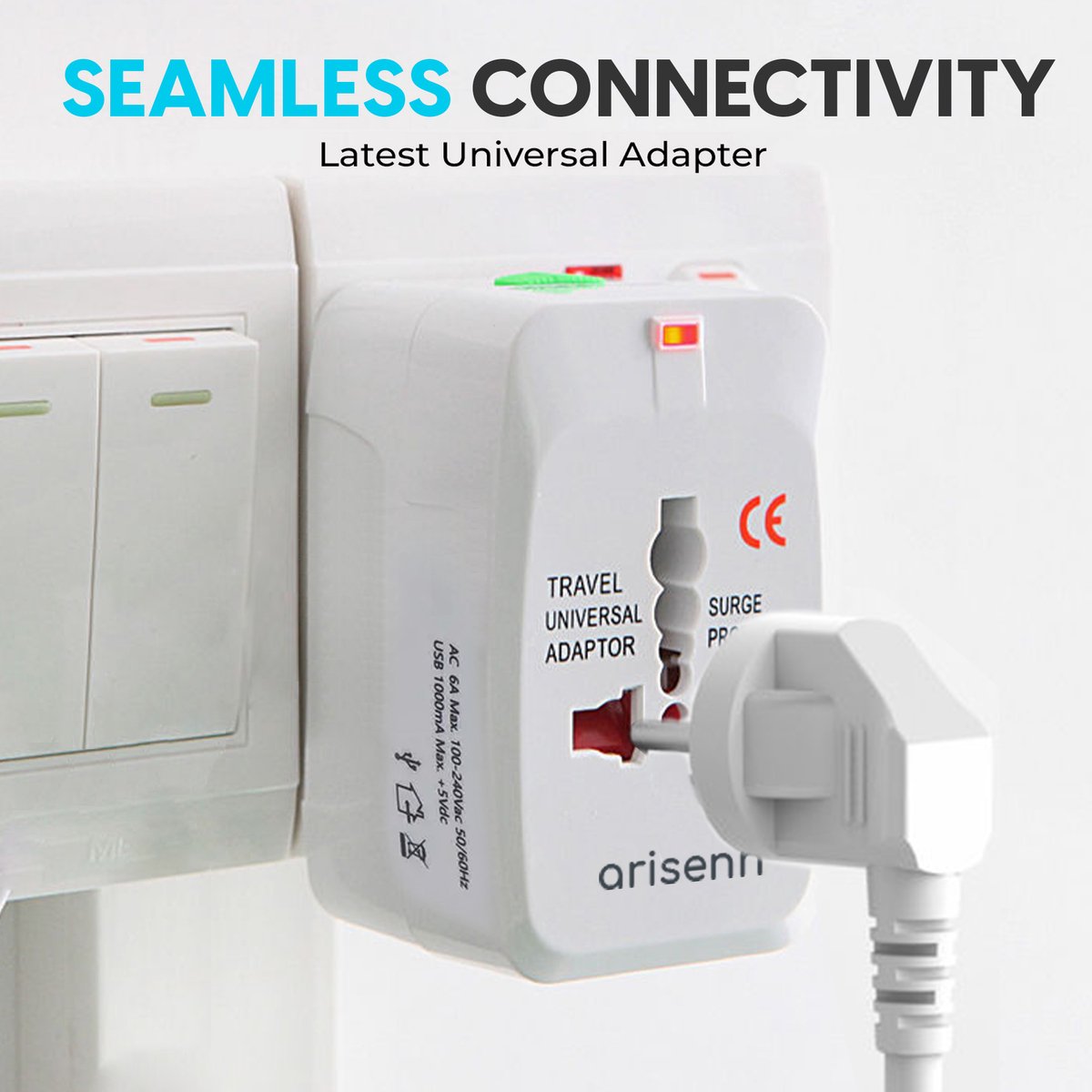 Arisenn® Wereldreiziger: Alles-in-één Reisstekker voor 150+ Landen | USB & AC | Compact & Lichtgewicht | Perfect voor Reis & Thuis | — cadeau in Gadgets - foto 5