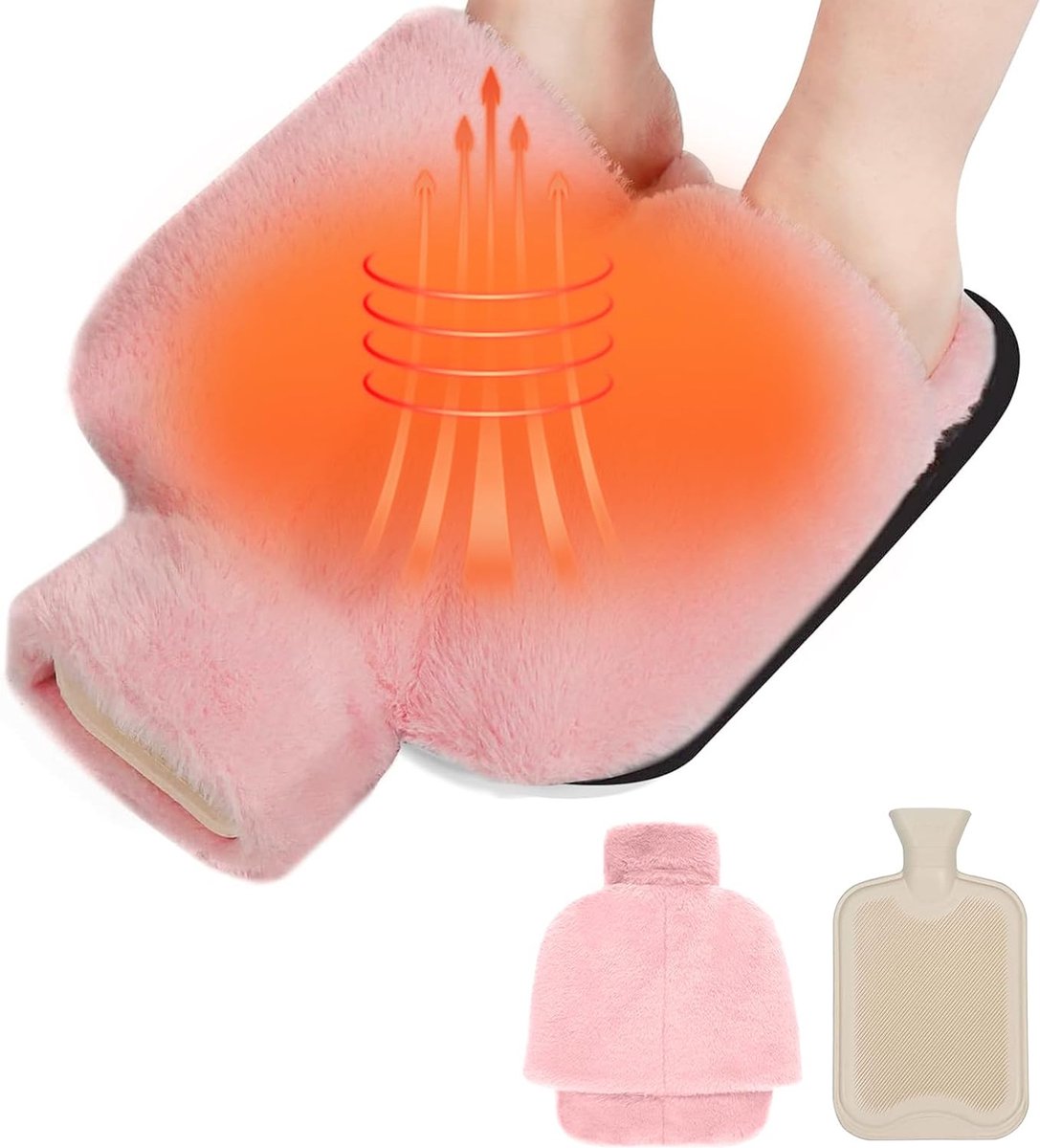 Goedkoopste Inovra ® 2.0 L Voetenwarmer, 2 in 1 Warmwaterkruik voor voeten, Voetenwarmer Warmwaterkruik Voeten, Voetenwarmer zonder elektriciteit, Zachte en warme voetensteun voor slaapkamer, woonkamer, kantoor, Kleur Roze