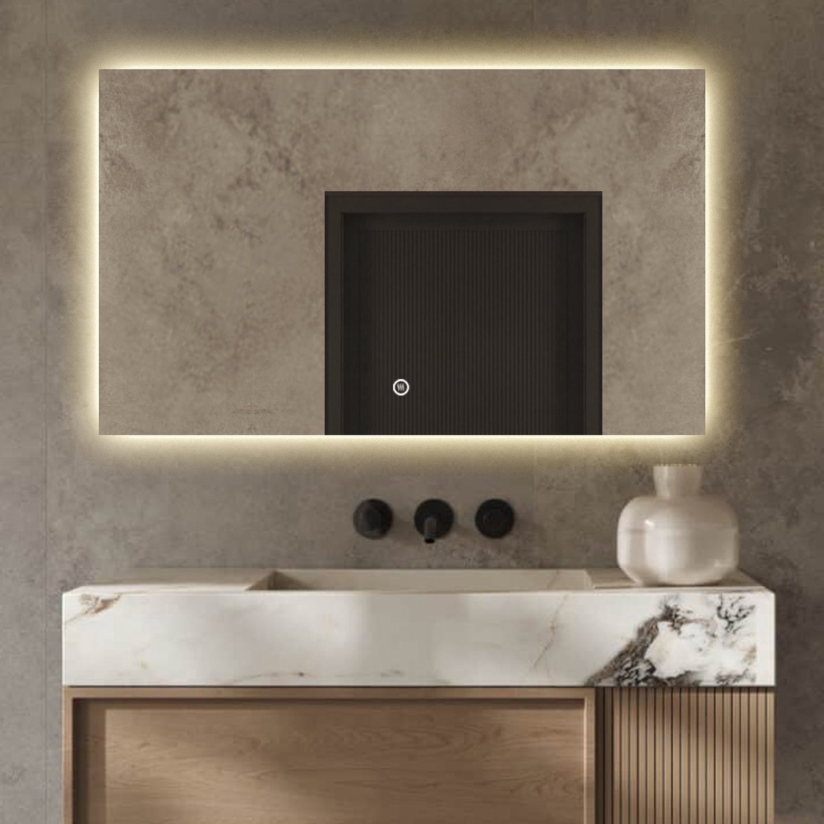 Badkamerspiegel met Verlichting - Anti Condens Verwarming - Badkamerspiegel - Badkamerspiegels - 140 x 80 cm