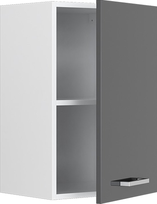 Vicco Armoire suspendue universelle R- Line, Anthracite brillant/ Wit, 40 cm avec étagères ouvertes