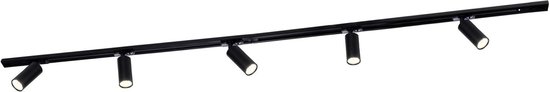 Ledvion LED Stromschienenbeleuchtung 2m + 4 Strahler – Schwarz, Dimmbar, GU10 Fassung, 1-phasig, Für Wohnraum & Büro