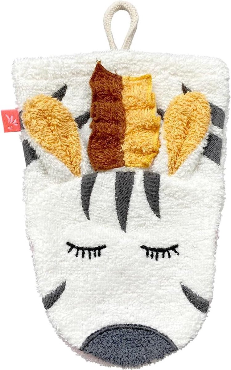 Washcloth Zebra - children's washcloth with animal face - 100% GOTS certified organic cotton hydrofiele washandjes