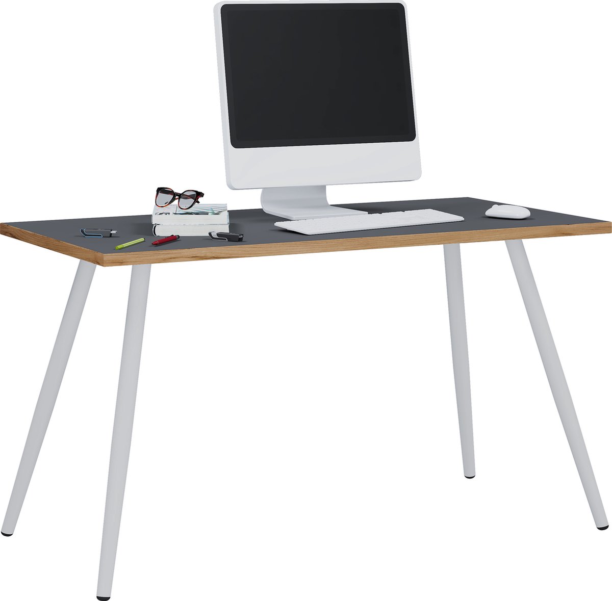 VCM Schreibtisch Computertisch Bürotisch Skandanivischer Retro Look Salia 110x50 cm