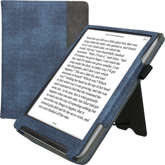kwmobile flip cover voor e-reader - geschikt voor Pocketbook InkPad 4 / Color 3 / Color 2 / Vivlio InkPad 4 / InkPad Color 3 - Van imitatieleer en -suède - In donkerblauw / donkergrijs van Merkloos — afbeelding 5