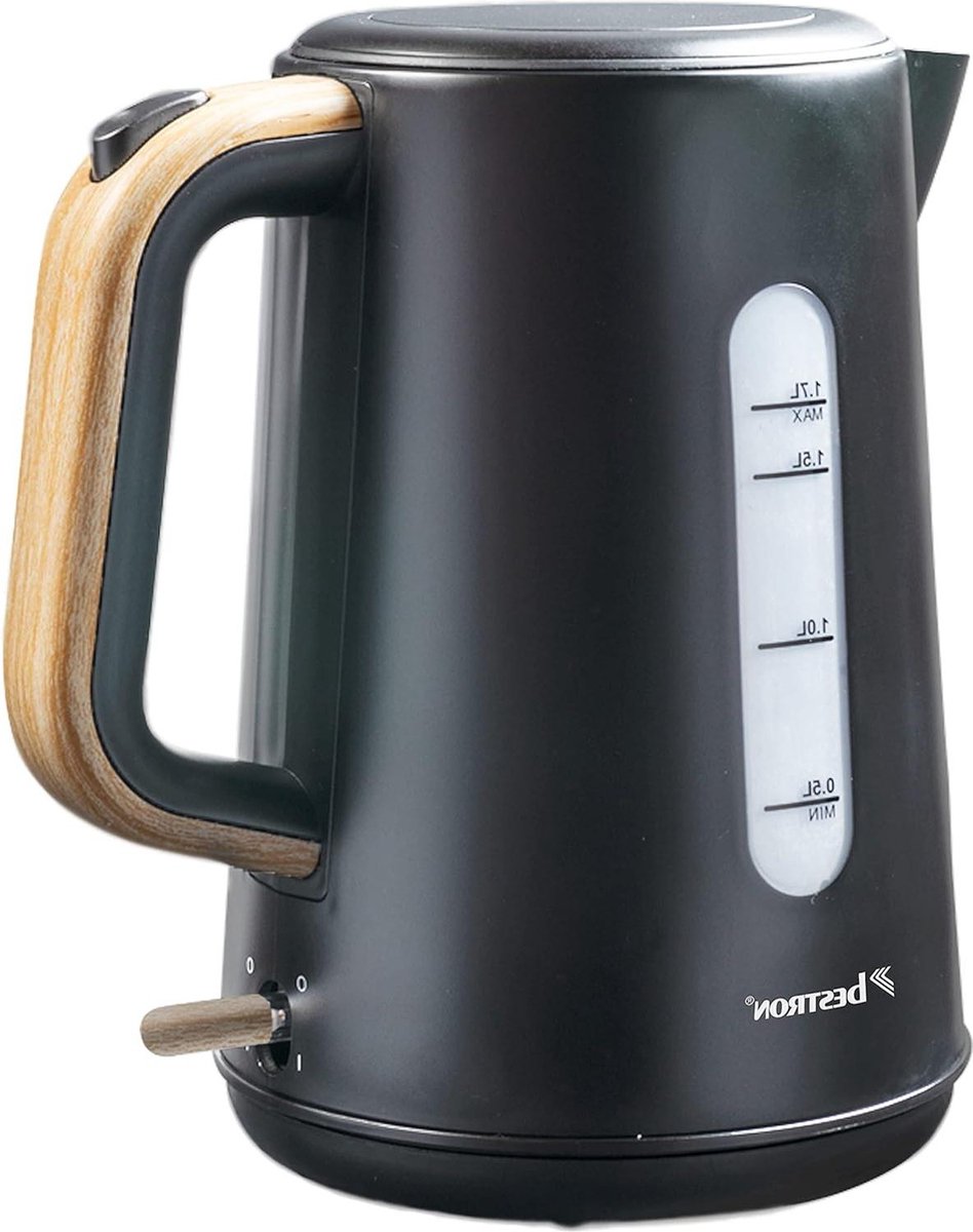 360° basis automatische kookstop droogloopbeveiliging - 17 liter 2200 watt zwart/hout