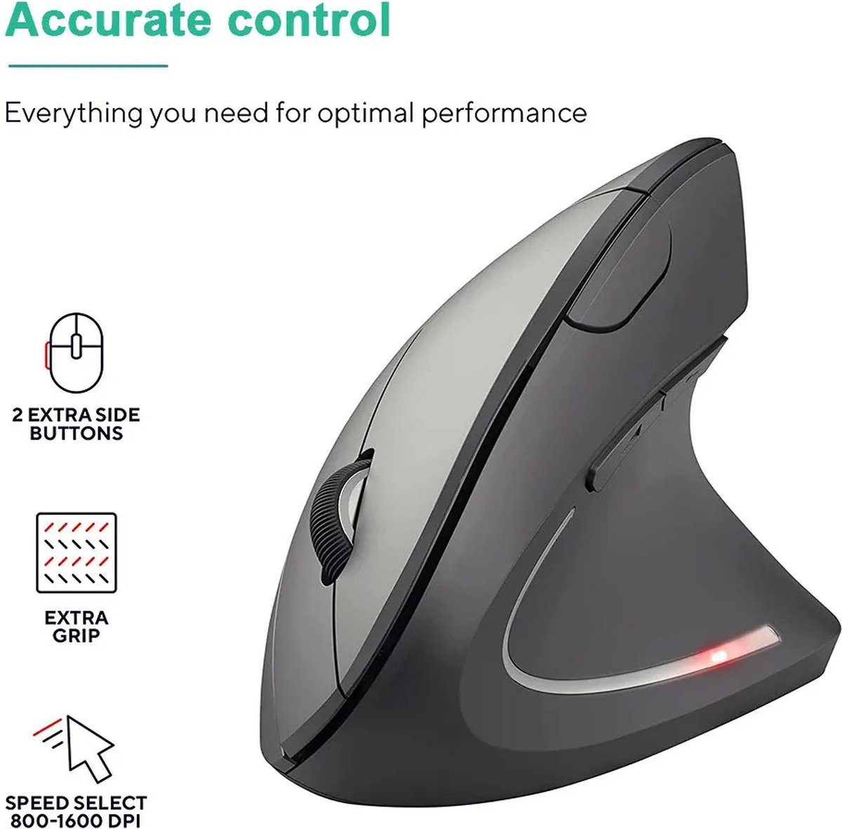 Verticale Ergonomische Muis 2.4GHz - 6 Knoppen, Verstelbare DPI thumbnail 5