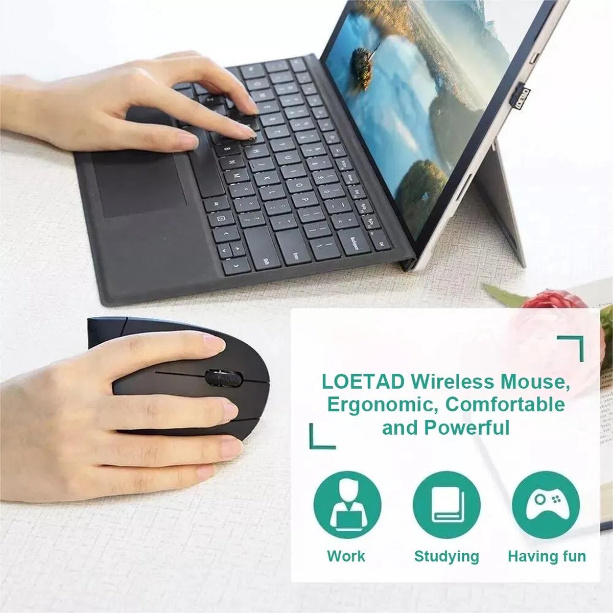 Verticale Ergonomische Muis 2.4GHz - 6 Knoppen, Verstelbare DPI