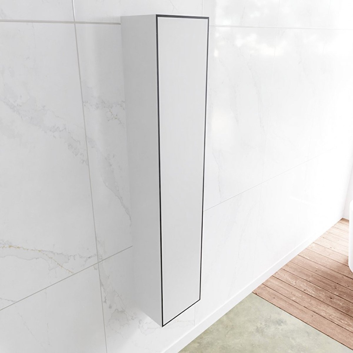 MONDIAZ LAGOM solid surface kolomkast 150 in kleur urban rechtsdraaiend.