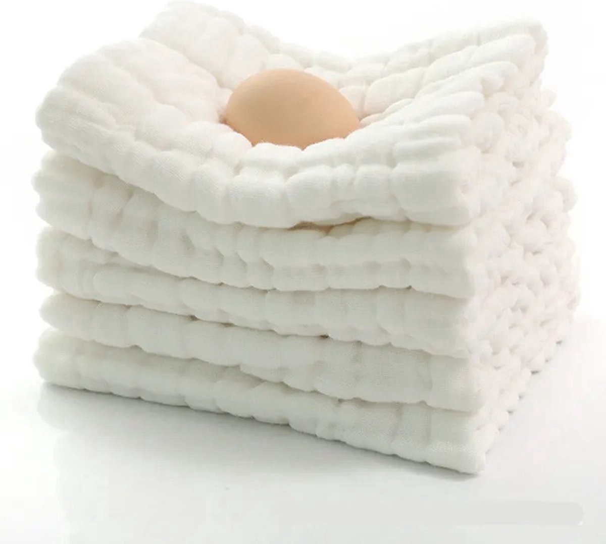 Image of 5 Stuks - Hydrofiele Wasdoekjes Wit - 25x25 cm - Baby Washandjes Katoen