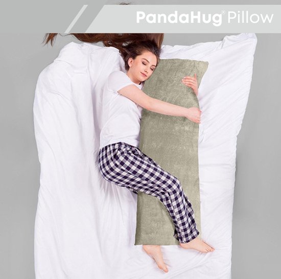 PandaHug Velvet Body Pillow Kussensloop Taupe (45x145 cm) - Lichaamskussen sloop - Voedingskussen sloop - Zwangerschapskussens sloop van PandaHug — afbeelding 3