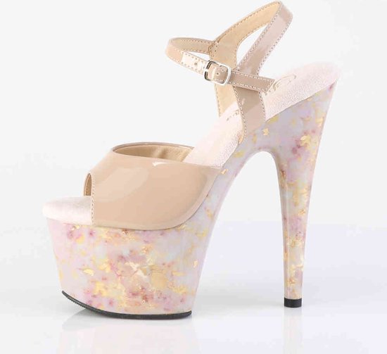 Pleaser - ADORE-709MB Sandale avec bride à la cheville - US 10 - 40 Chaussures - Beige/Couleur or