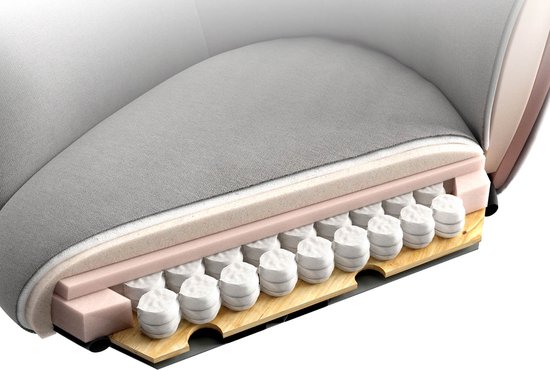 Chaise de salle à manger Heira- Flex avec accoudoirs, structure transversale, finition large avec noyau à ressorts ensachés blanc bouclé titane, pivotant à 360°