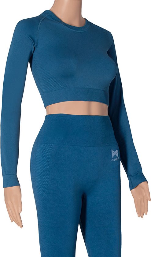 Xtreme - Ensemble de sport femme - Leggings/Crop Top - Blauw - L - Leggings de sport - Crop top de Sport