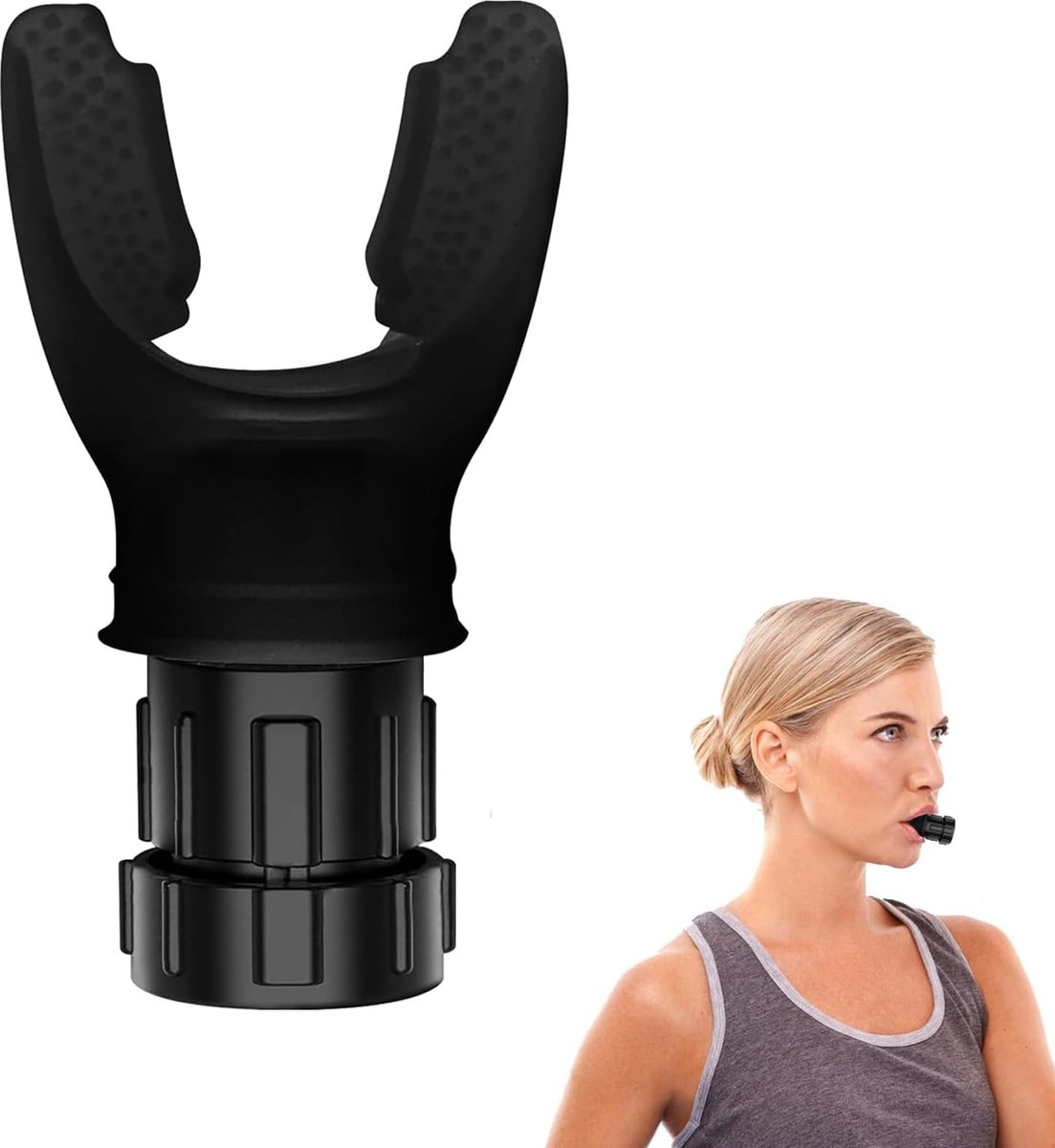 Goedkoopste Ademhalingstrainer - Longtrainer - Draagbaar en gemakkelijk schoon te maken - Ergonomisch bijtapparaat voor volwassenen - Longtrainer - Verstelbaar voor verschillende fitnessbehoeften - Zwart