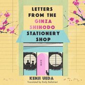Boek kaft met de titel 'Letters from the Ginza Shihodo Stationery Shop', in pastelkleuren met Japanse kersenbloesemtakken.