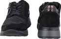 Vooraanzicht en achterzijaanzicht van zwarte suède sneakers met rits.