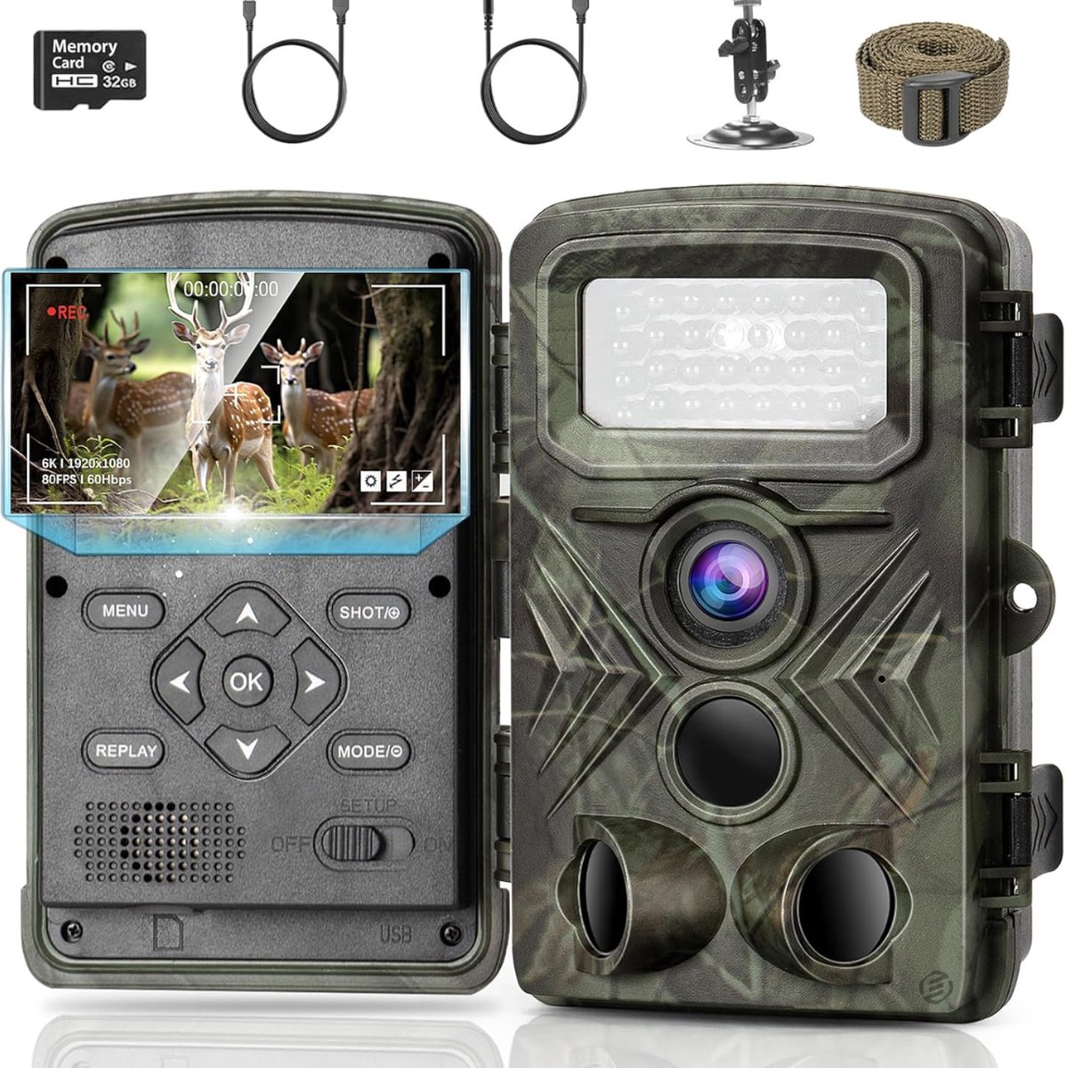 Equivera Wildcamera voor Buiten - Wildcamera met Nachtzicht - WiFi - Hoge Resolutie - Waterdicht - Wild Camera - Premium