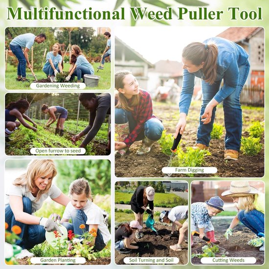 Stainless Steel Weed Cutter - 2 Pieces Carrot Weeding Hand Tool with Handle - Garden Hunter Manual Weeder for Digging Transplanting Uprooting - Gift for Gardeners — afbeelding 3